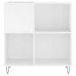 vidaXL Δισκοθήκη Γυαλιστερή Λευκή 84,5 x 38x 89 εκ. από Επεξεργ. Ξύλο
