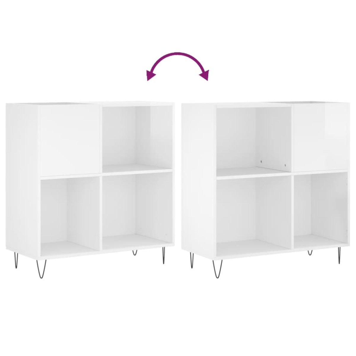vidaXL Δισκοθήκη Γυαλιστερή Λευκή 84,5 x 38x 89 εκ. από Επεξεργ. Ξύλο