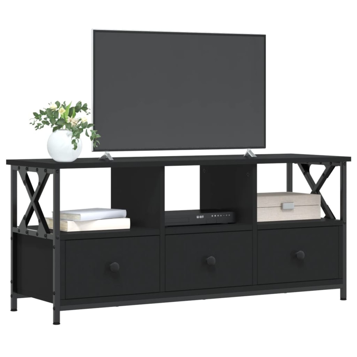 vidaXL Έπιπλο Τηλεόρασης Μαύρο 102x33x45 εκ. Επεξεργασμένο Ξύλο/Σίδερο