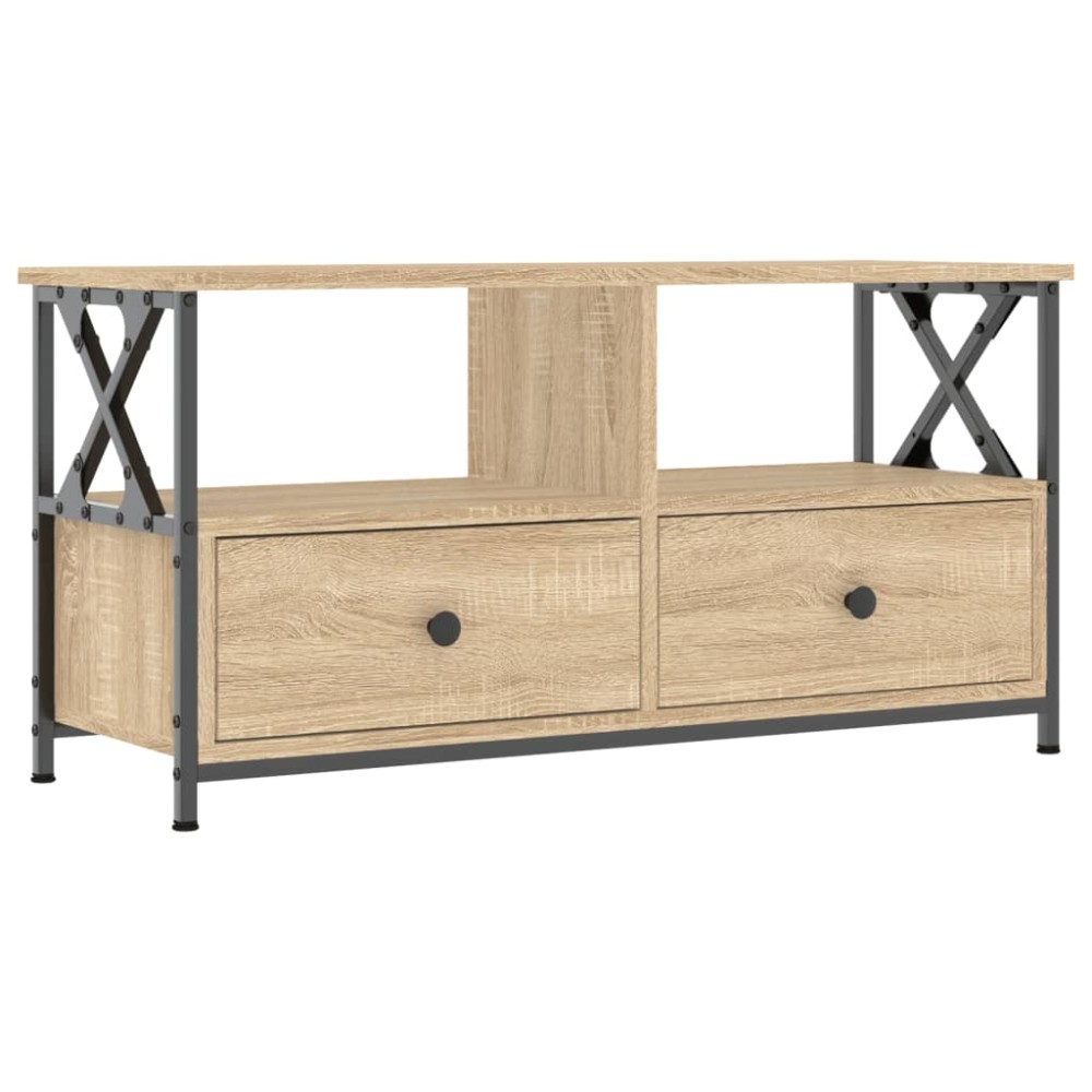 vidaXL Έπιπλο Τηλεόρασης Sonoma Δρυς 90x33x45 εκ. Επεξ. Ξύλο/Σίδερο
