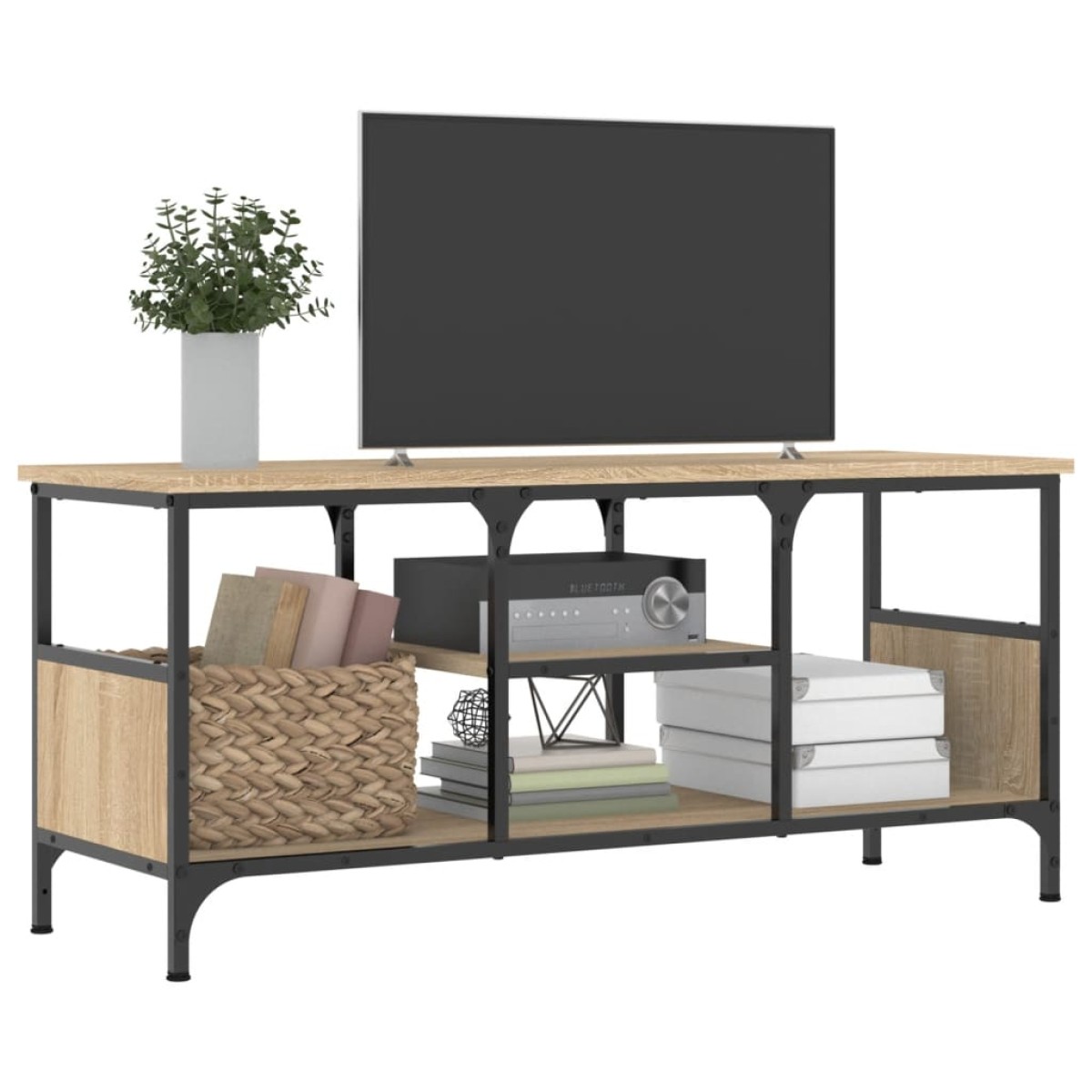 vidaXL Έπιπλο Τηλεόρασης Sonoma Δρυς 100x35x45 εκ. Επεξ. Ξύλο/Σίδερο