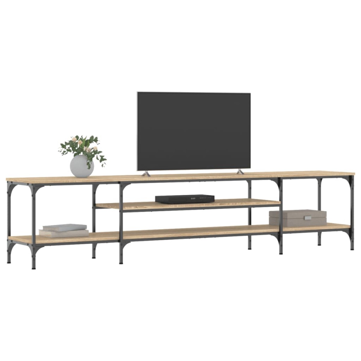 vidaXL Έπιπλο Τηλεόρασης Sonoma Δρυς 201x35x45 εκ. Επεξ. Ξύλο/Σίδερο