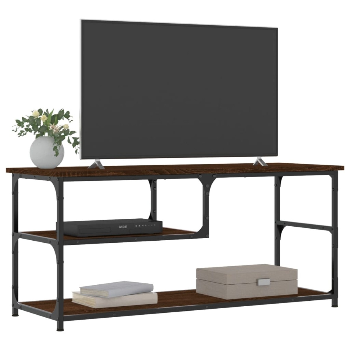 vidaXL Έπιπλο Τηλεόρασης Καφέ Δρυς 103x38x46,5 εκ Επεξ. Ξύλο & Ατσάλι