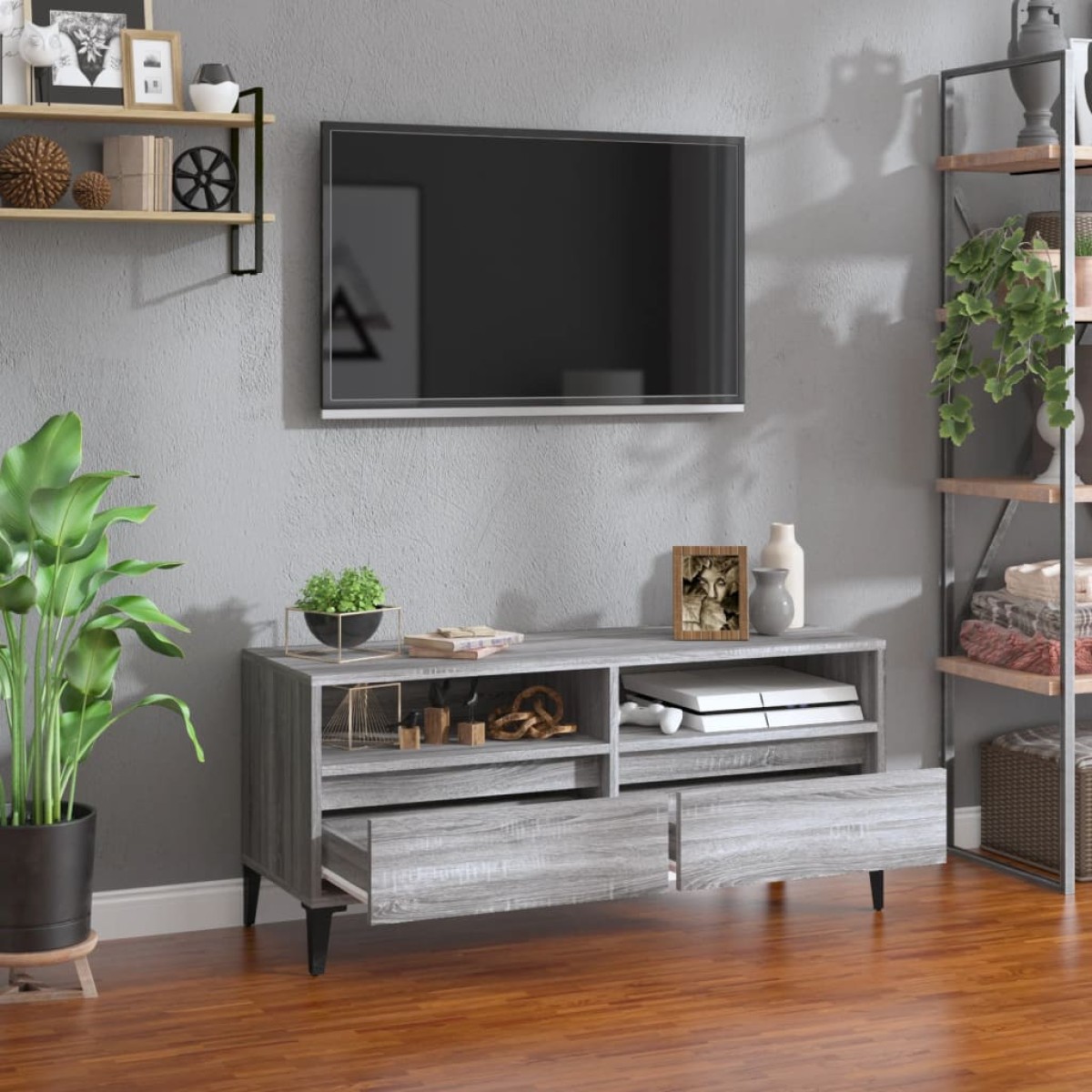 vidaXL Έπιπλο Τηλεόρασης Γκρι Sonoma 100x34,5x44,5εκ. Επεξεργ. Ξύλο