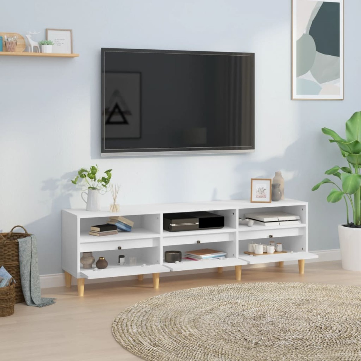 vidaXL Έπιπλο Τηλεόρασης Λευκό 150x30x44,5 εκ. Επεξεργασμένο Ξύλο