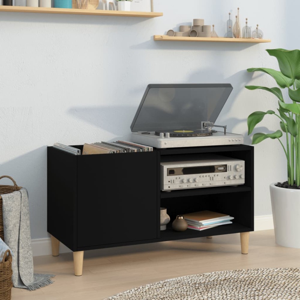 vidaXL Δισκοθήκη Μαύρη 84,5 x 38 x 48 εκ. από Επεξεργασμένο Ξύλο