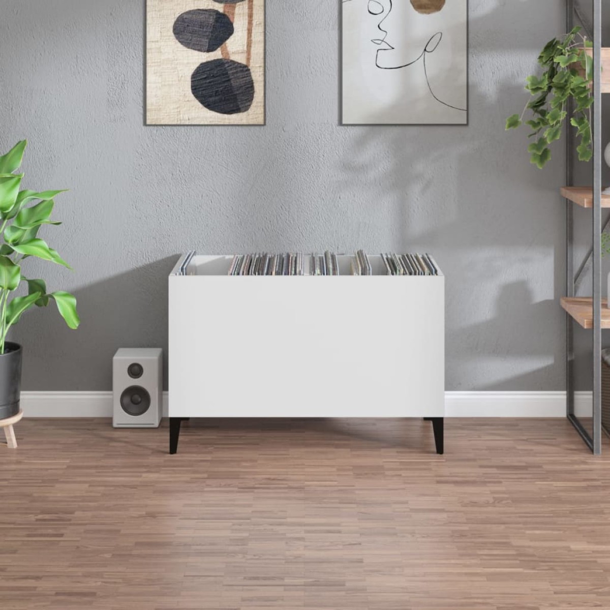 vidaXL Έπιπλο Δίσκων Λευκό 74,5 x 38 x 48 εκ. από Επεξεργασμένο Ξύλο