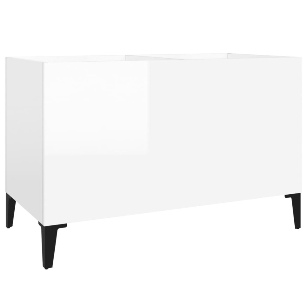 vidaXL Δισκοθήκη Γυαλιστερή Λευκή 74,5x38x48 εκ. Επεξεργασμένο Ξύλο