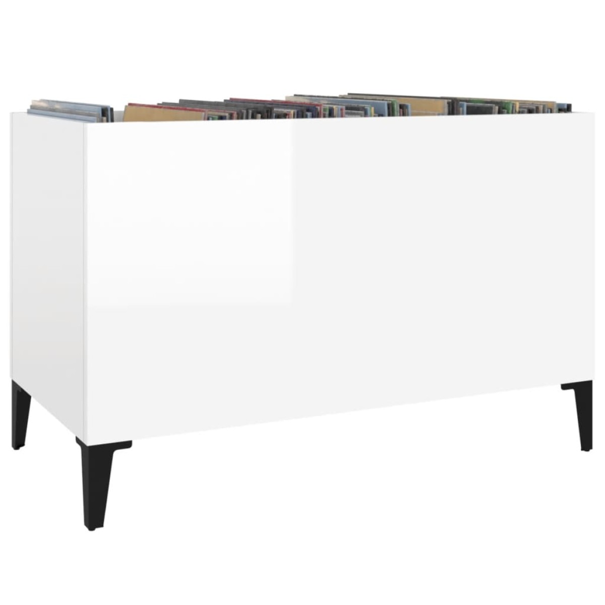 vidaXL Δισκοθήκη Γυαλιστερή Λευκή 74,5x38x48 εκ. Επεξεργασμένο Ξύλο