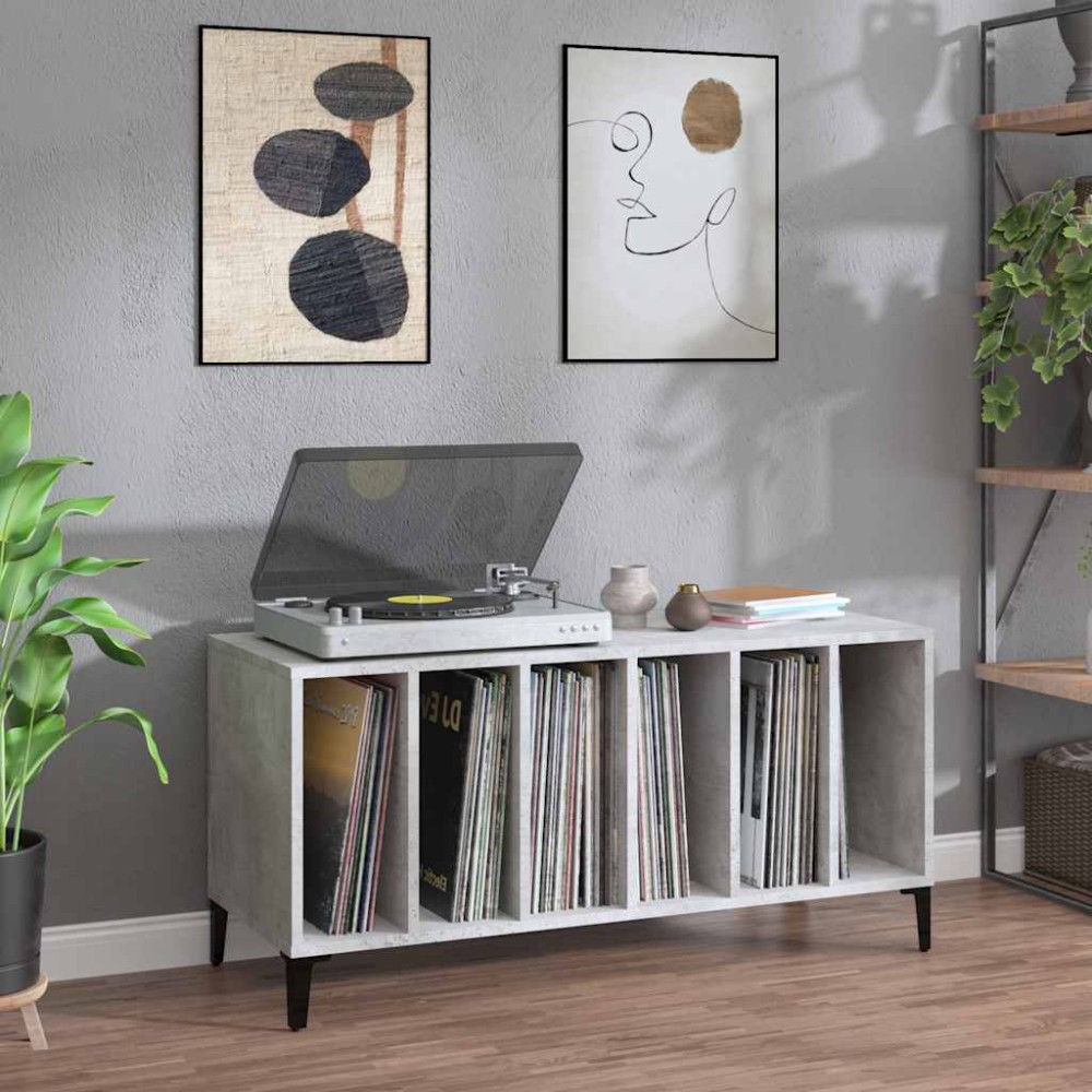 vidaXL Δισκοθήκη Γκρι Σκυροδέματος 100x38x48 εκ. Επεξεργασμένο Ξύλο