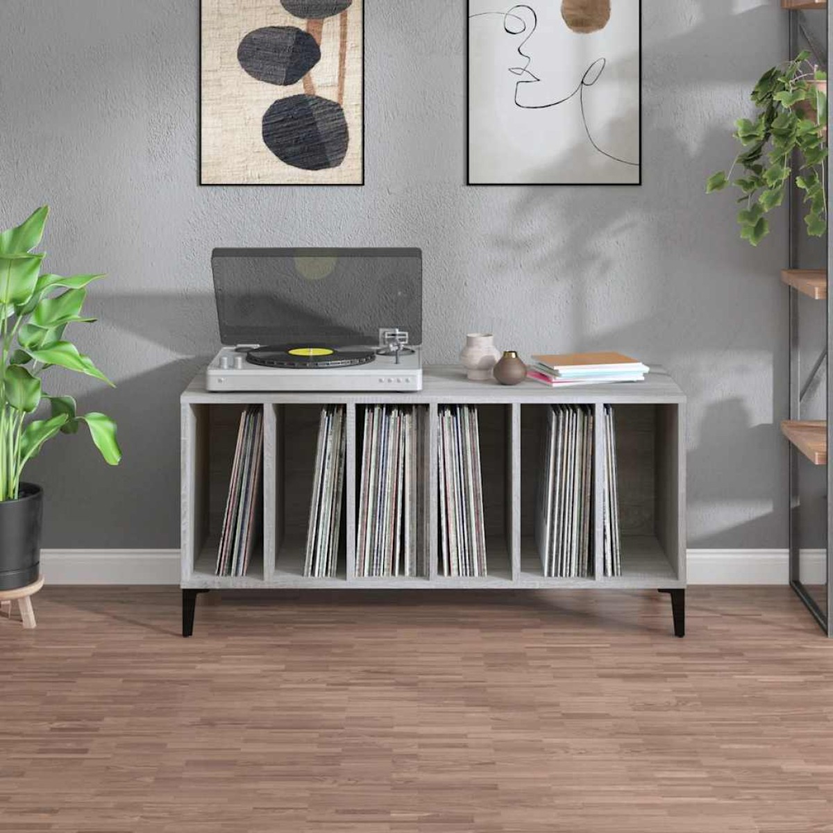 vidaXL Δισκοθήκη Γκρι Sonoma 100 x 38 x 48 εκ. από Επεξεργασμένο Ξύλο