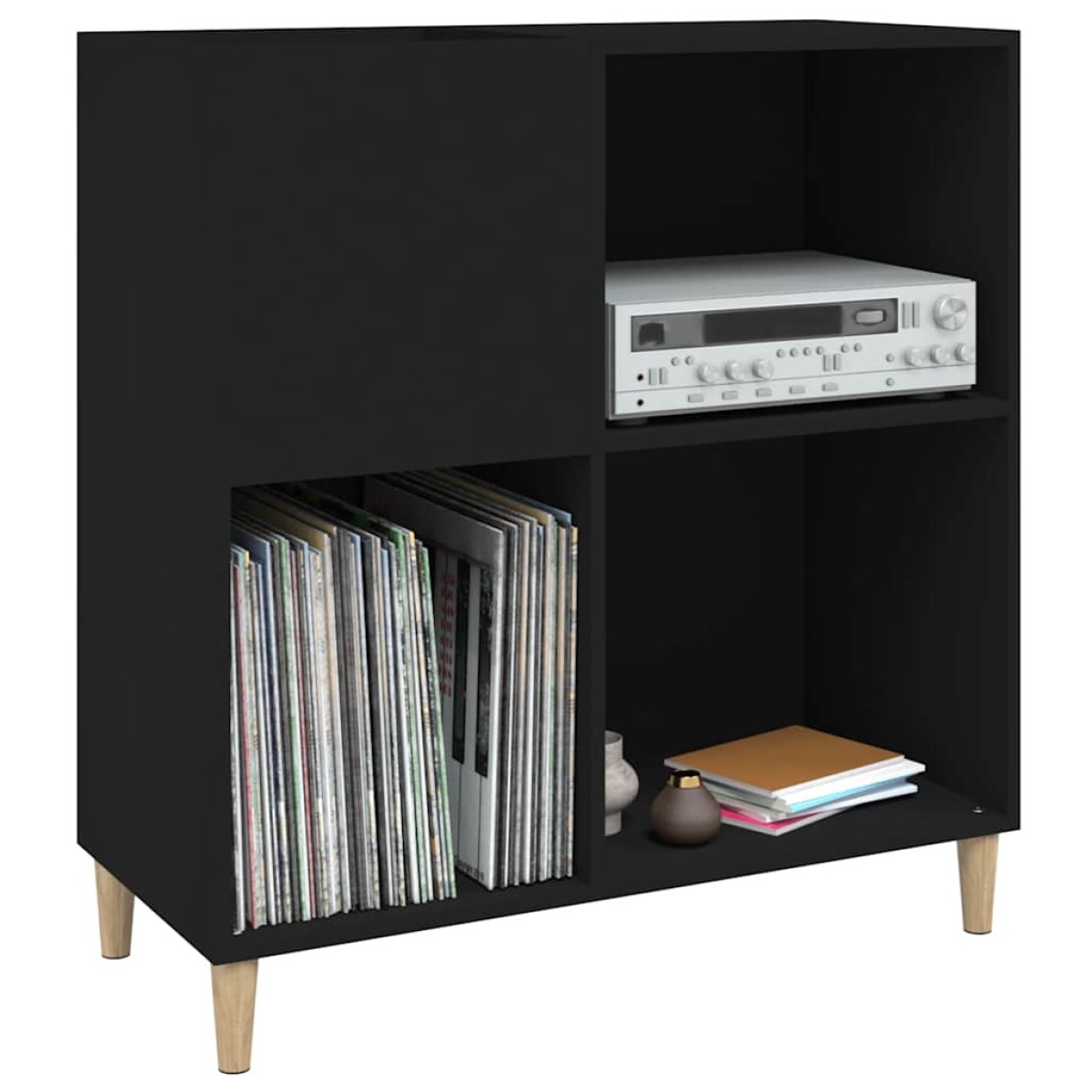 vidaXL Δισκοθήκη Μαύρη 84,5 x 38 x 89 εκ. από Επεξεργασμένο Ξύλο