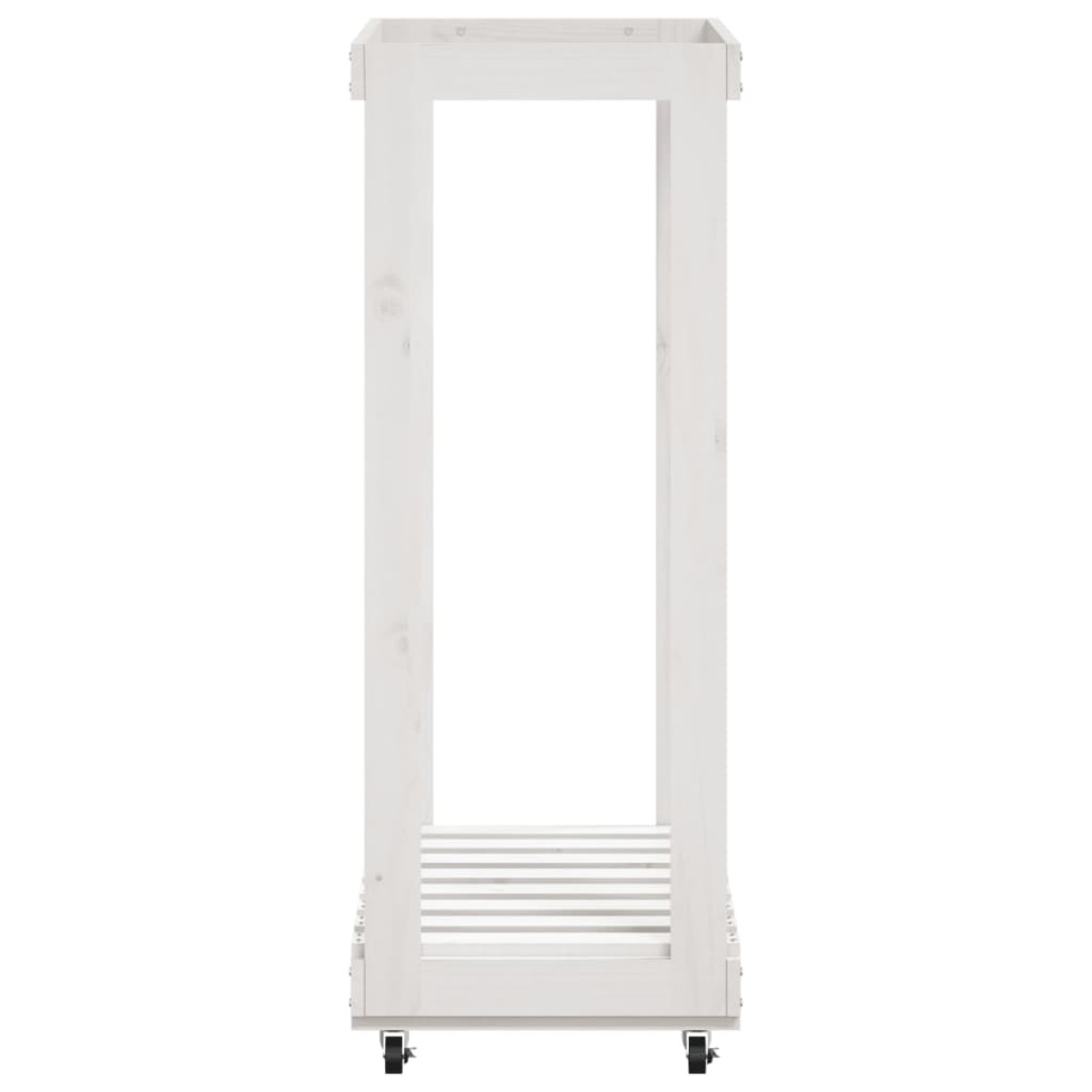 vidaXL Ξυλοθήκη με Τροχούς Λευκή 76,5x40x108 εκ. από Μασίφ Ξύλο Πεύκου