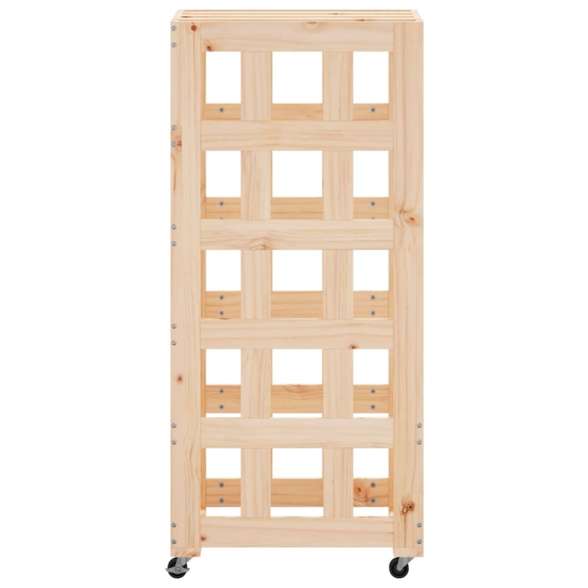 vidaXL Ξυλοθήκη με Τροχούς Μαύρη 40x49x110 εκ. από Μασίφ Ξύλο Πεύκου