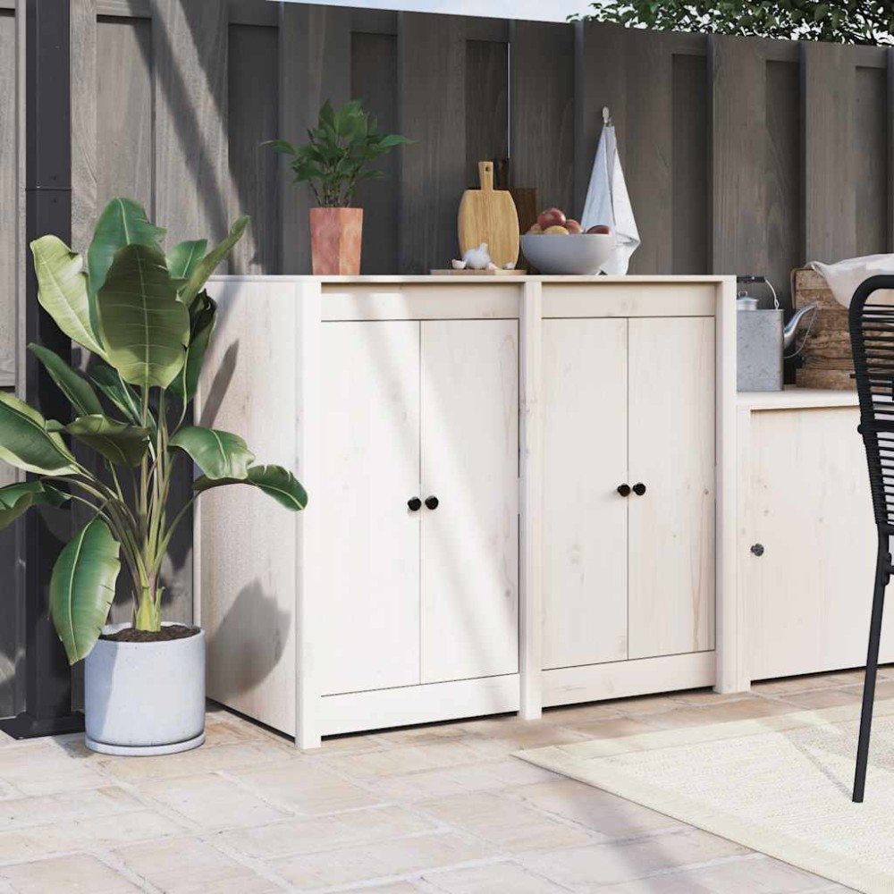 vidaXL Πόρτες Κουζίνας Εξ. Χώρου MEPPEL 2 τεμ. Λευκές 50x9x82 εκ. Μασίφ Πεύκο