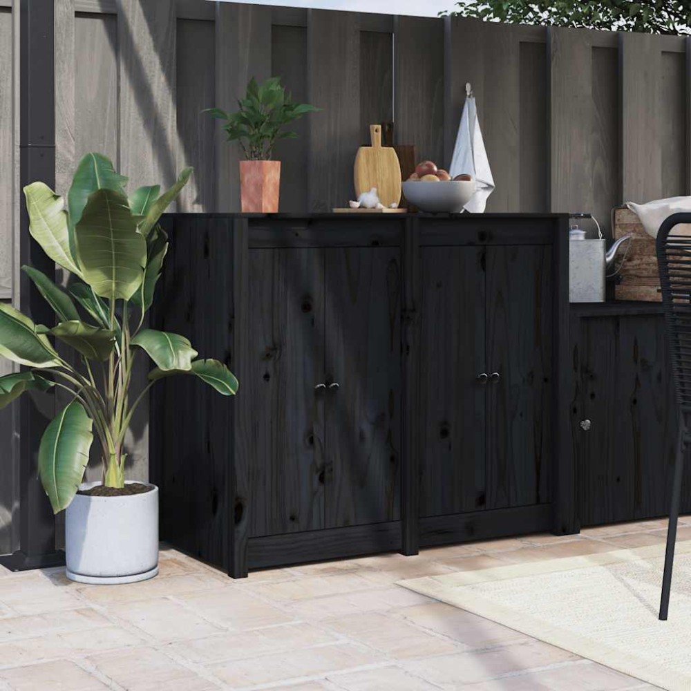 vidaXL Πόρτες Κουζίνας Εξ. Χώρου MEPPEL 2 τεμ. Μαύρες 50x9x82 εκ. Μασίφ Πεύκο