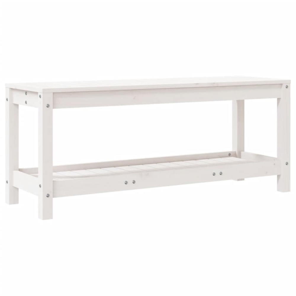 vidaXL Παγκάκι Κήπου Λευκό 108 x 35 x 45 εκ. από Μασίφ Ξύλο Πεύκου