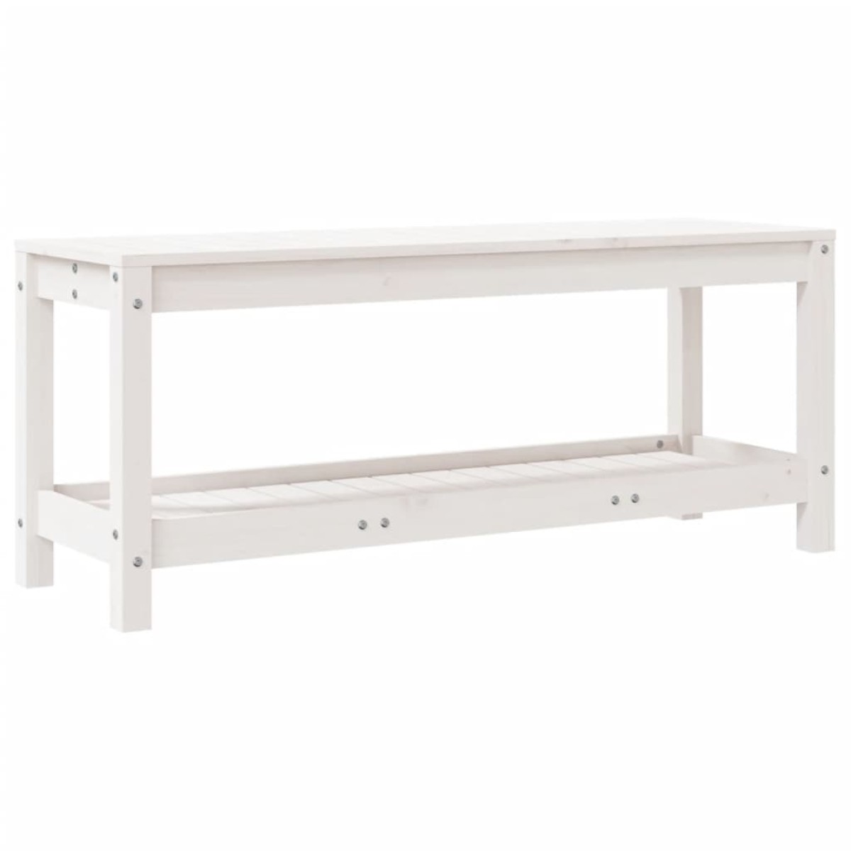 vidaXL Παγκάκι Κήπου Λευκό 108 x 35 x 45 εκ. από Μασίφ Ξύλο Πεύκου