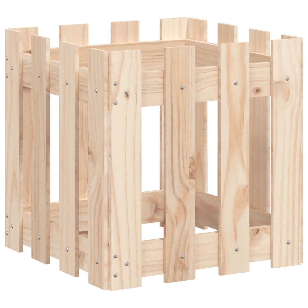 vidaXL Ζαρντινιέρα με Σχέδιο Φράχτη 40 x 40 x 40 εκ. Μασίφ Ξύλο Πεύκου