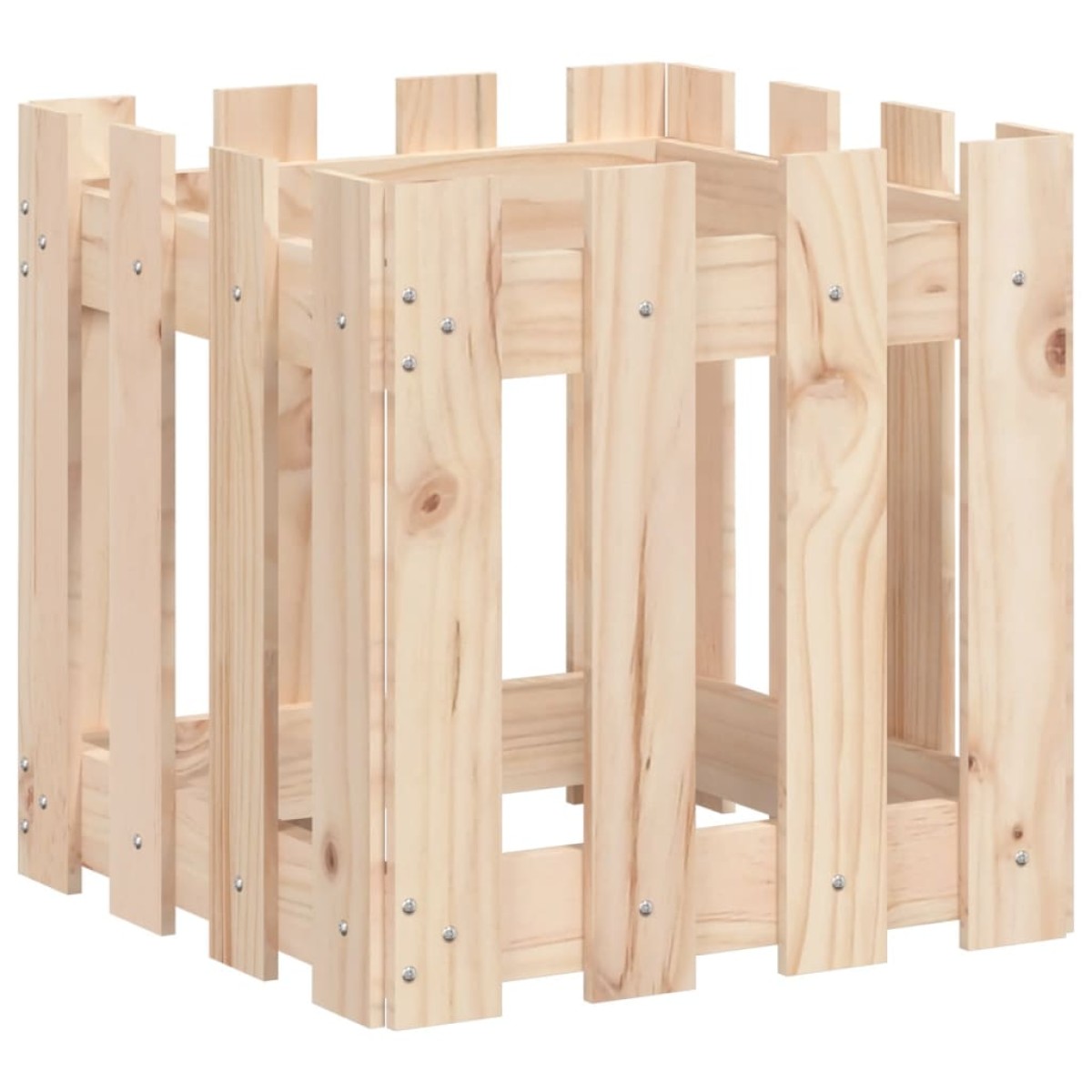 vidaXL Ζαρντινιέρα με Σχέδιο Φράχτη 40 x 40 x 40 εκ. Μασίφ Ξύλο Πεύκου