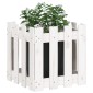 vidaXL Ζαρντινιέρα με Σχέδιο Φράχτη Λευκή 40 x 40 x 40 εκ. Μασίφ Πεύκο