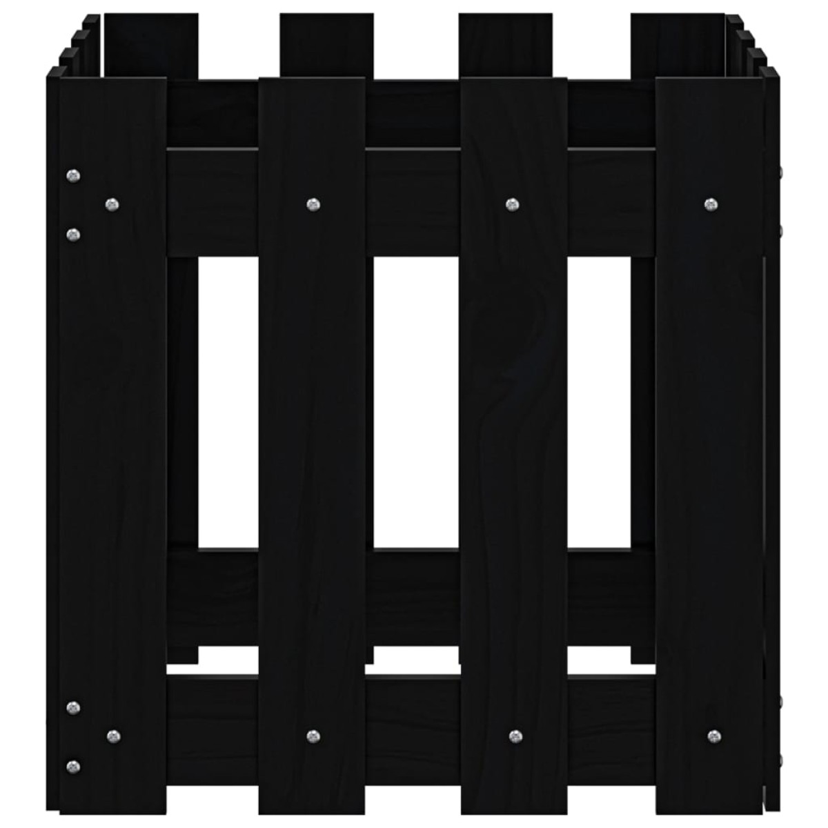 vidaXL Ζαρντινιέρα με Σχέδιο Φράχτη Μαύρη 40 x 40 x 40 εκ. Μασίφ Πεύκο