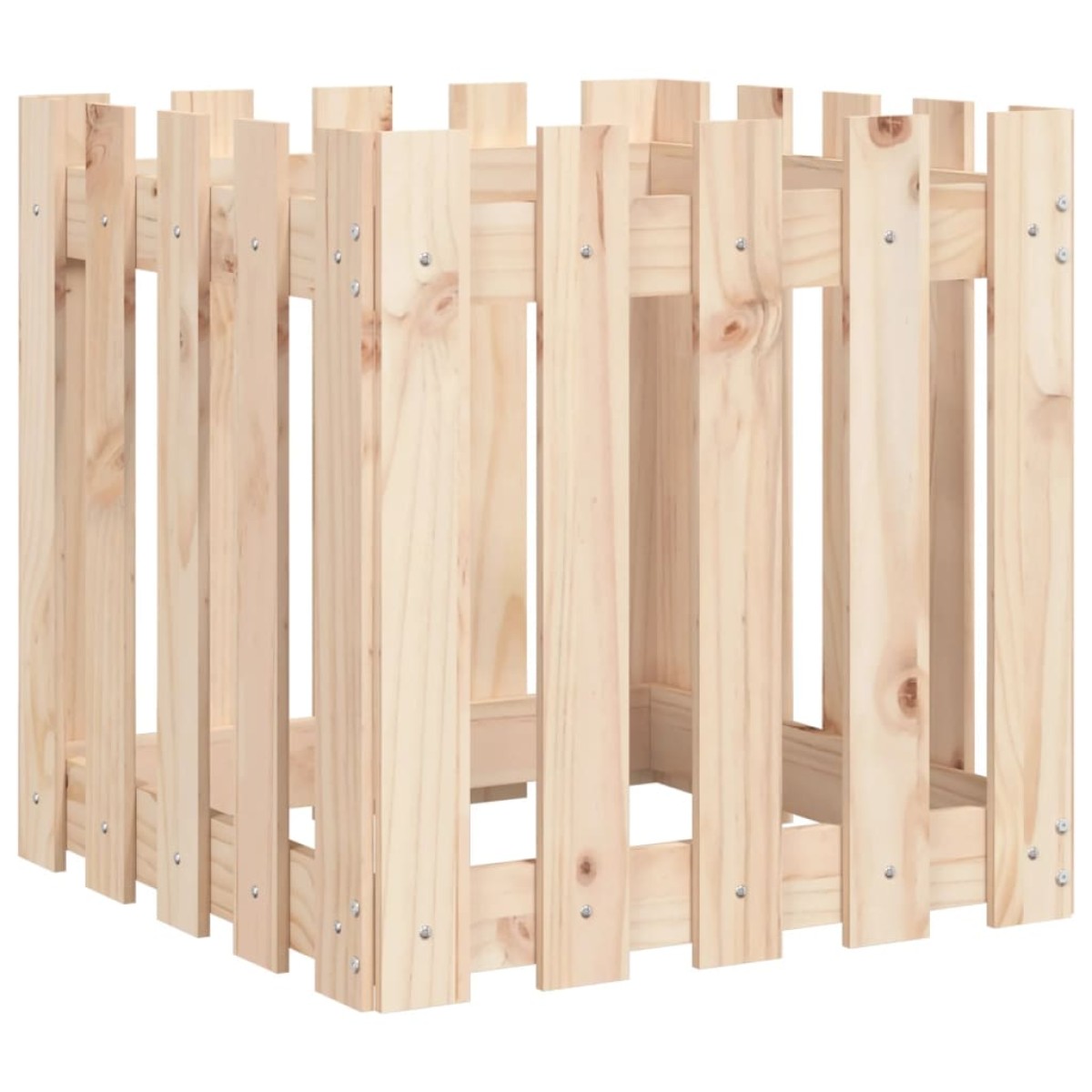 vidaXL Ζαρντινιέρα με Σχέδιο Φράχτη 50 x 50 x 50 εκ. Μασίφ Ξύλο Πεύκου