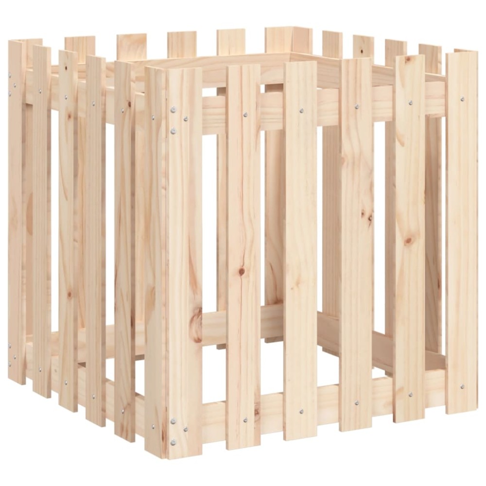 vidaXL Ζαρντινιέρα με Σχέδιο Φράχτη 60 x 60 x 60 εκ. Μασίφ Ξύλο Πεύκου