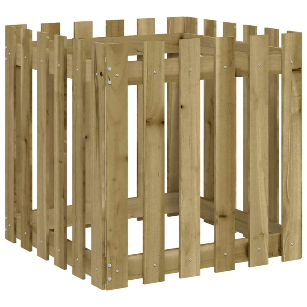 vidaXL Ζαρντινιέρα με Σχέδιο Φράχτη 60x60x60 εκ. Εμποτισμ. Ξύλο Πεύκου
