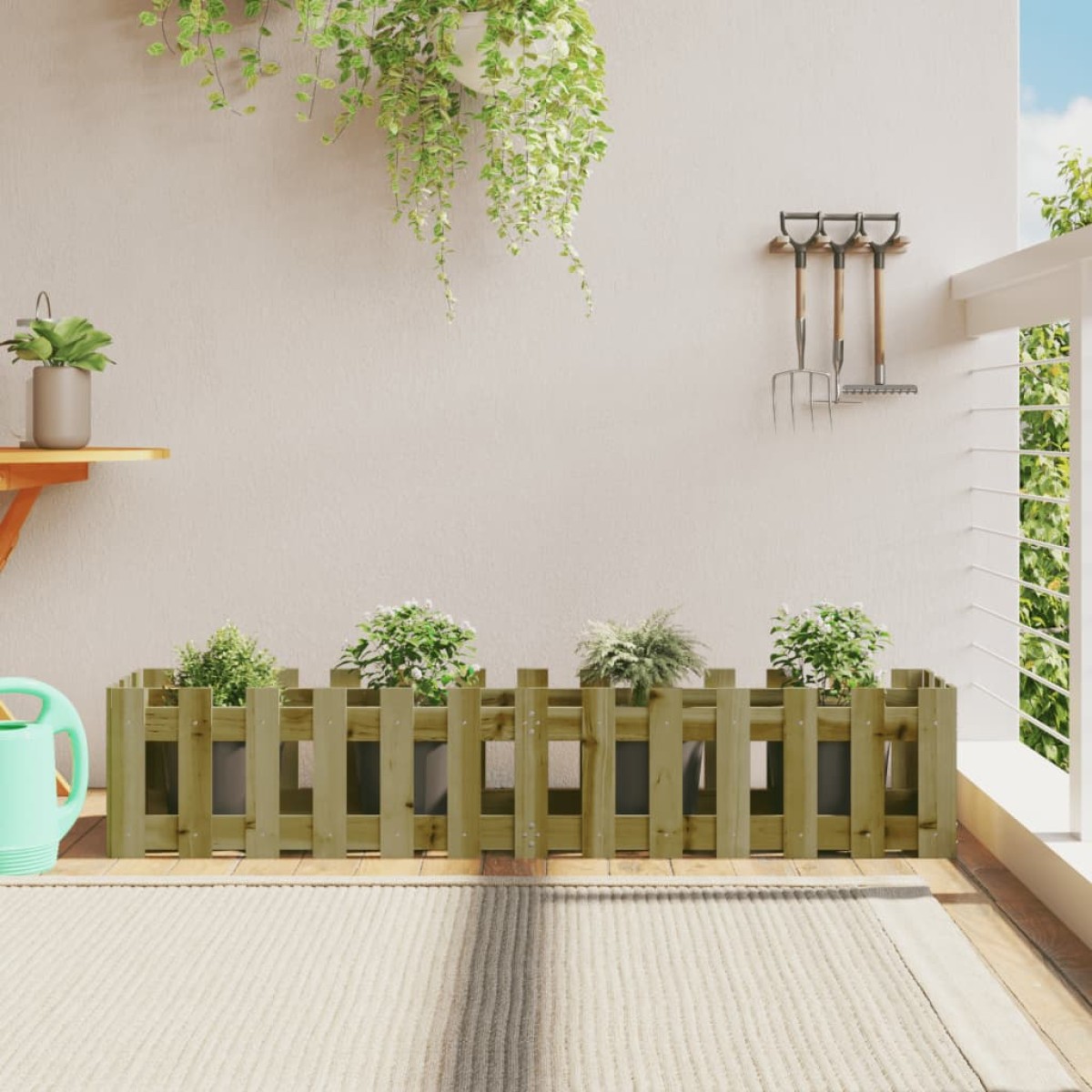 vidaXL Ζαρντινιέρα με Σχέδιο Φράχτη 150x30x30εκ. Εμποτισμ. Ξύλο Πεύκου