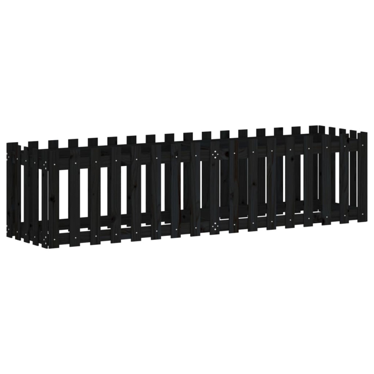 vidaXL Ζαρντινιέρα με Σχέδιο Φράχτη Μαύρη 200x50x50 εκ. Μασίφ Πεύκο