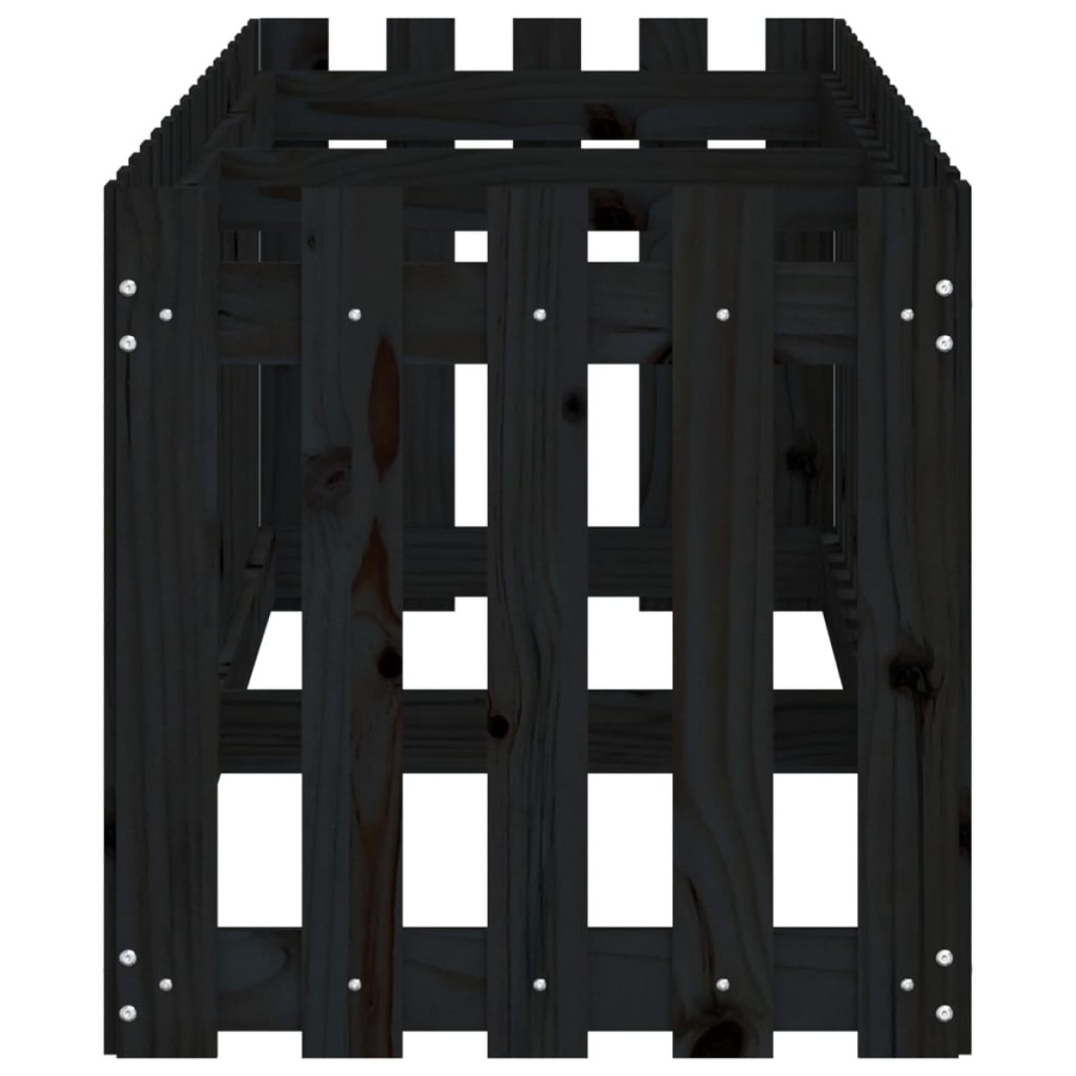 vidaXL Ζαρντινιέρα με Σχέδιο Φράχτη Μαύρη 200x50x50 εκ. Μασίφ Πεύκο