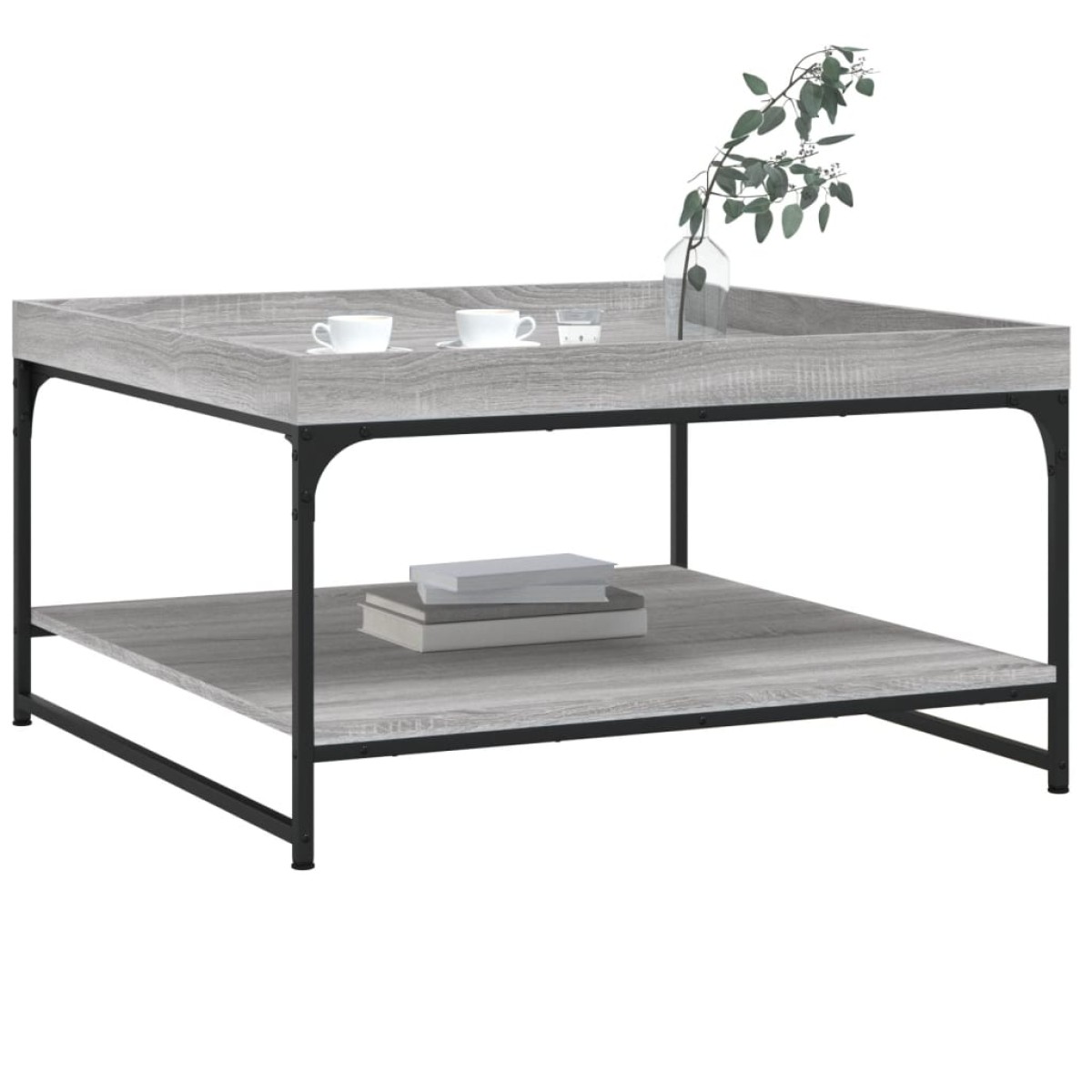 vidaXL Τραπεζάκι Σαλονιού Γκρι Sonoma 80x80x45 εκ. Επεξ Ξύλο + Σίδηρος