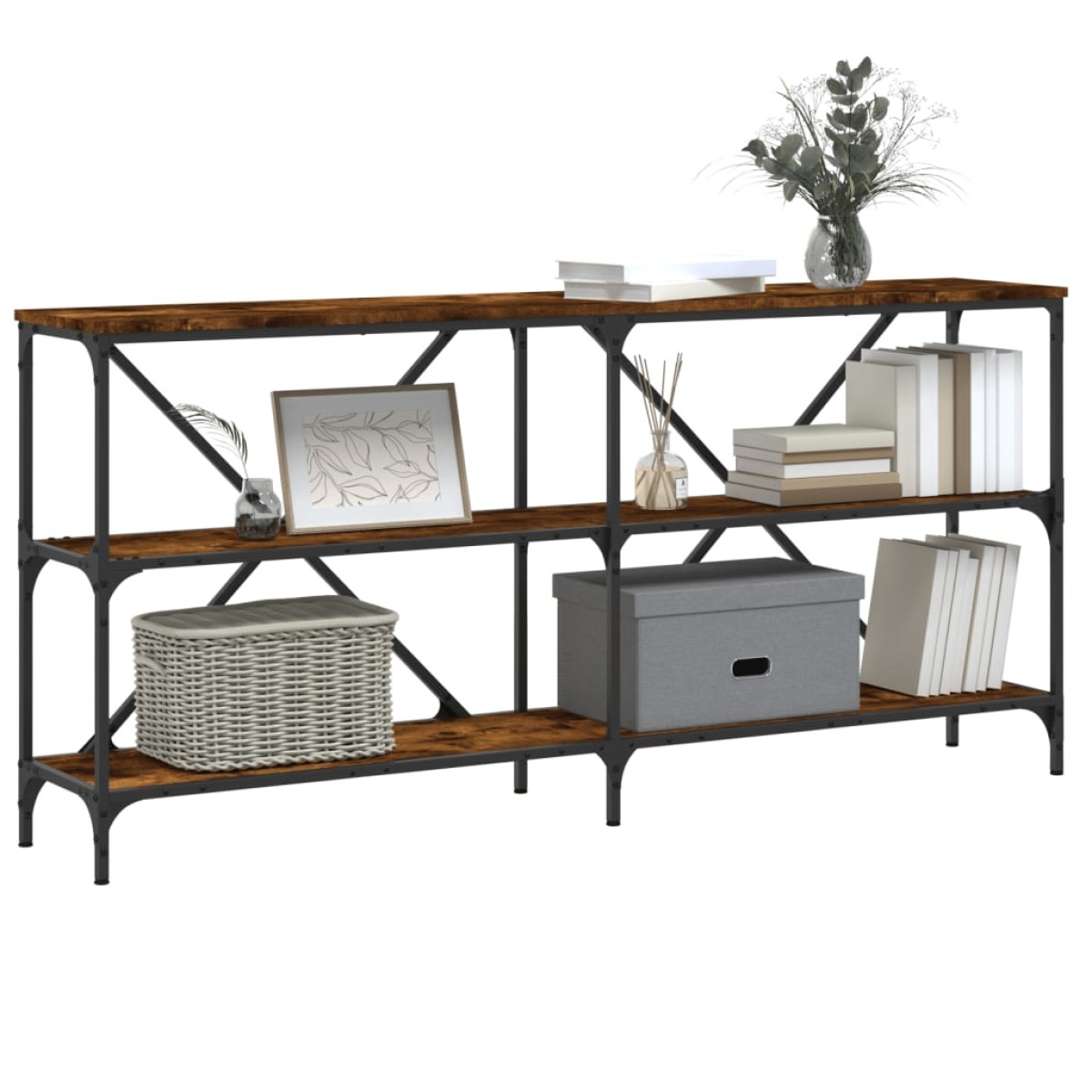 vidaXL Τραπέζι Κονσόλα Sonoma Δρυς 160x30x75 εκ. Επεξ. Ξύλο/Σίδηρος