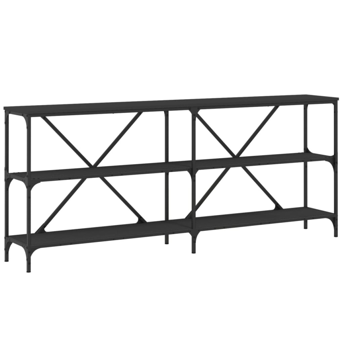 vidaXL Τραπέζι Κονσόλα Μαύρο 180 x 30 x 75 εκ. Επεξεργ. Ξύλο/Σίδηρος