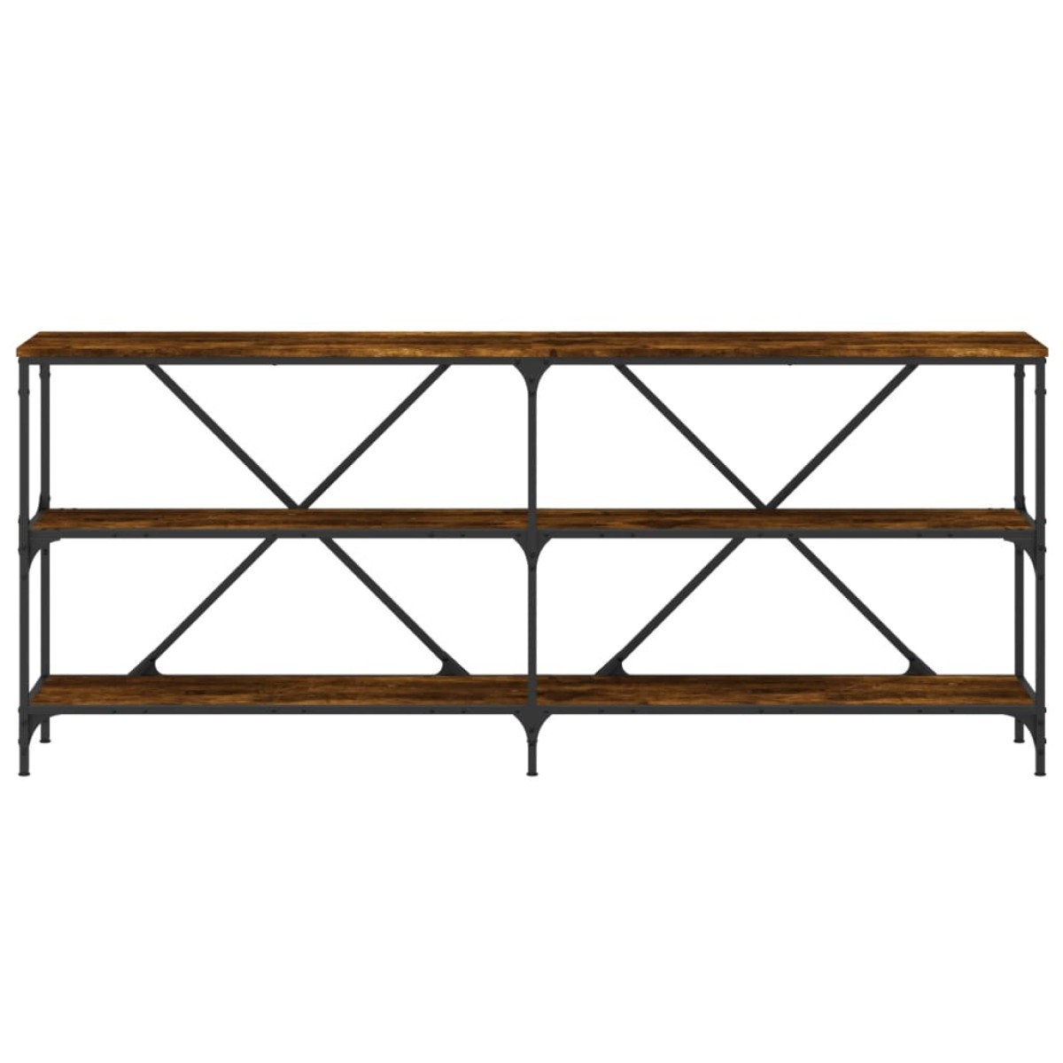 vidaXL Τραπέζι Κονσόλα Καπνιστή Δρυς 180x30x75 εκ. Επεξ. Ξύλο/Σίδηρος