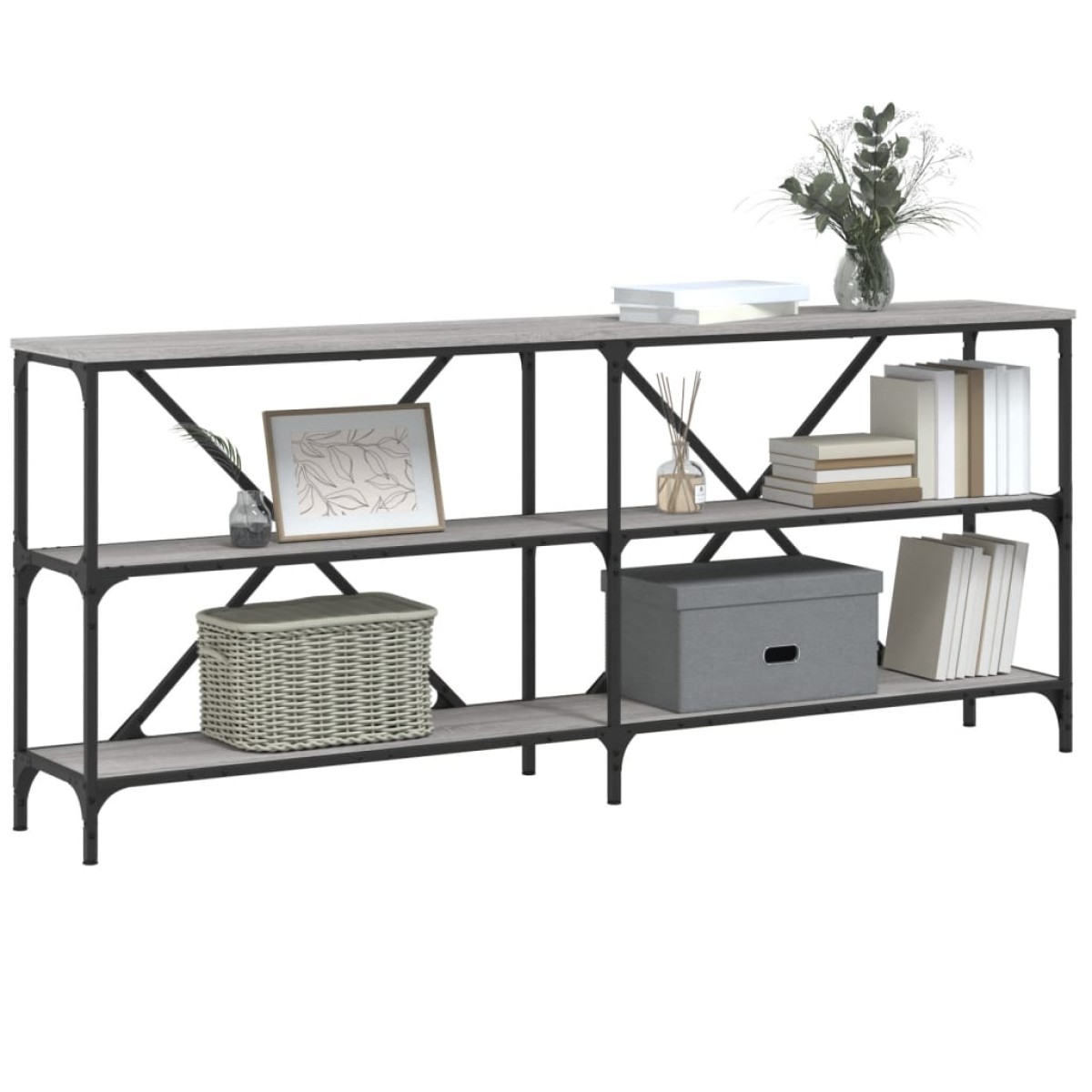 vidaXL Τραπέζι Κονσόλα Γκρι Sonoma 180x30x75 εκ. Επεξ. Ξύλο/Σίδηρος