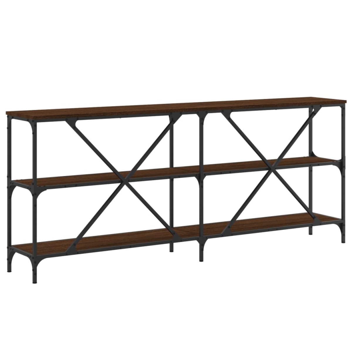 vidaXL Τραπέζι Κονσόλα Καφέ Δρυς 180x30x75 εκ. Επεξ. Ξύλο/Σίδηρος