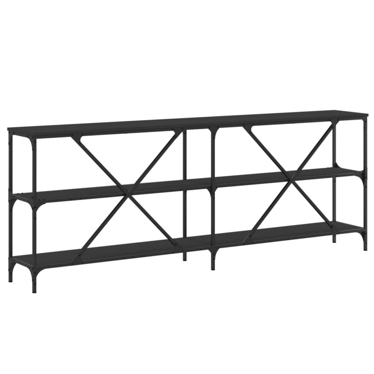 vidaXL Τραπέζι Κονσόλα Μαύρο 200 x 30 x 75 εκ. Επεξεργ. Ξύλο/Σίδηρος