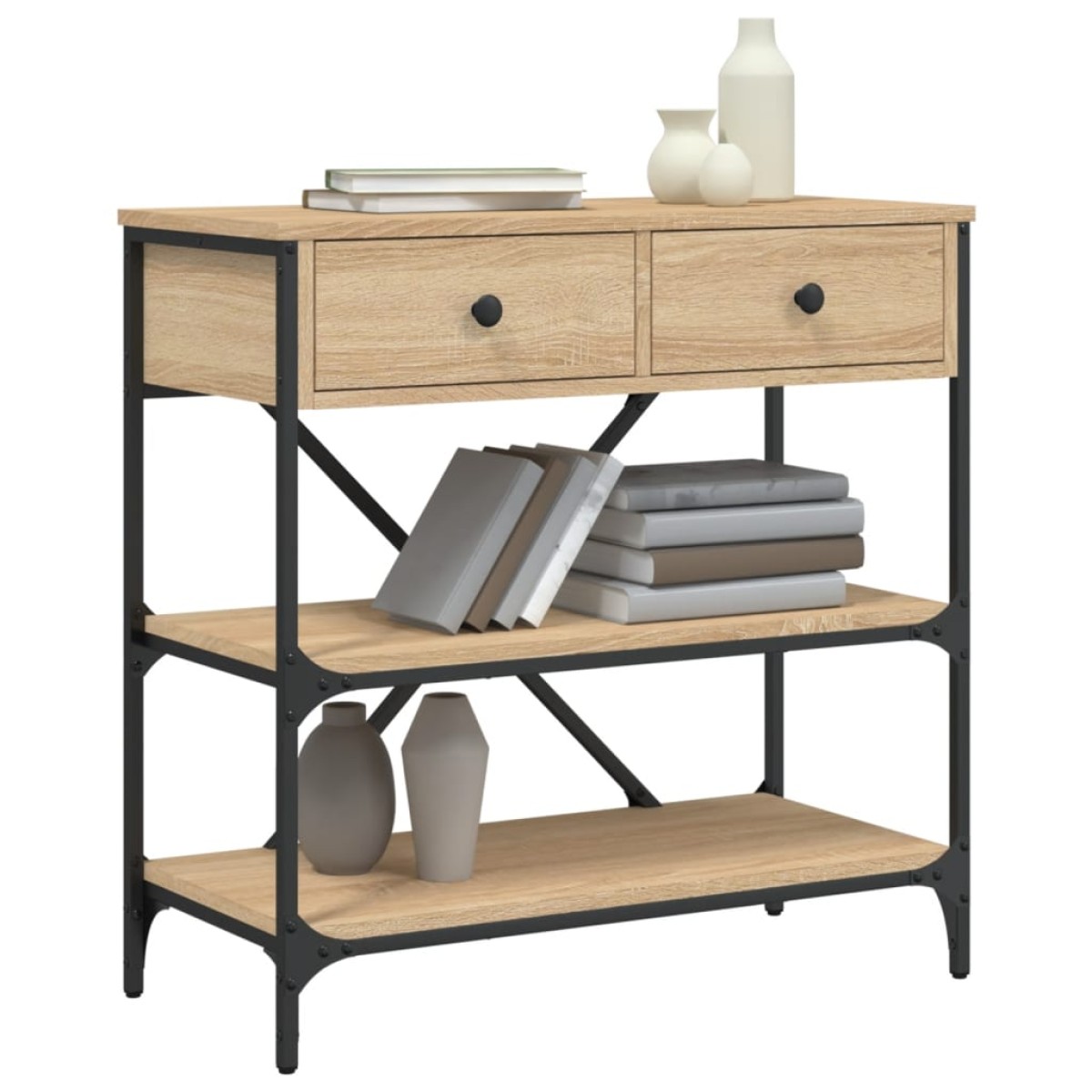 vidaXL Τραπέζι Κονσόλα Sonoma Δρυς 75x34,5x75 εκ. Επεξεργασμένο Ξύλο