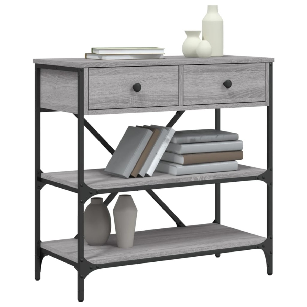 vidaXL Τραπέζι Κονσόλα Γκρι Sonoma 75x34,5x75 εκ. Επεξεργασμένο Ξύλο