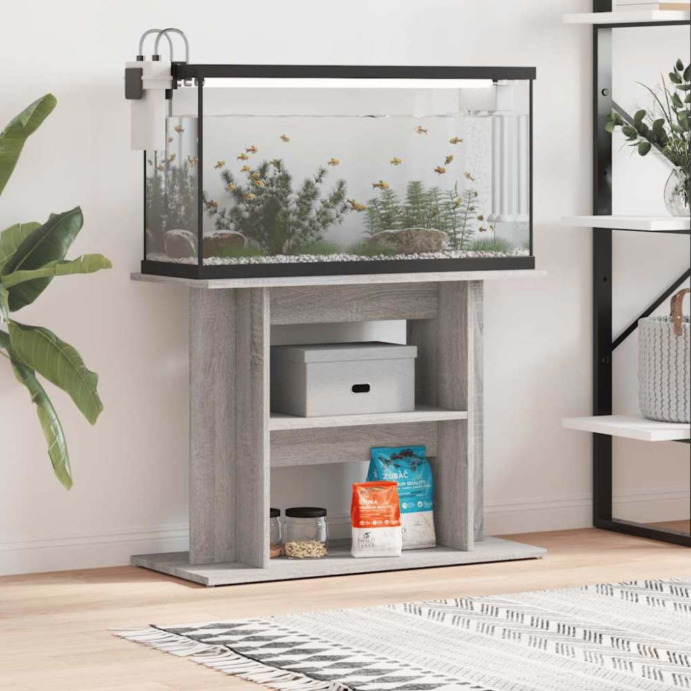 vidaXL Βάση Ενυδρείου Γκρι Sonoma 80x35x60 εκ. από Τεχνητό Ξύλο