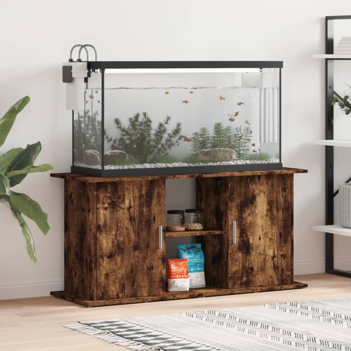 vidaXL Βάση Ενυδρείου Καπνιστή Δρυς 121x41x58 εκ. Επεξεργασμένο Ξύλο