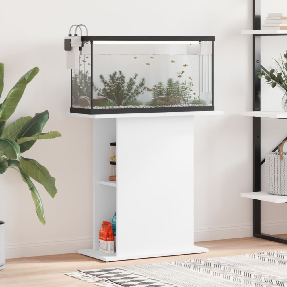 vidaXL Βάση Ενυδρείου Λευκή 75x36x72,5 εκ. από Μηχανικά επεξεργασμένο ξύλο