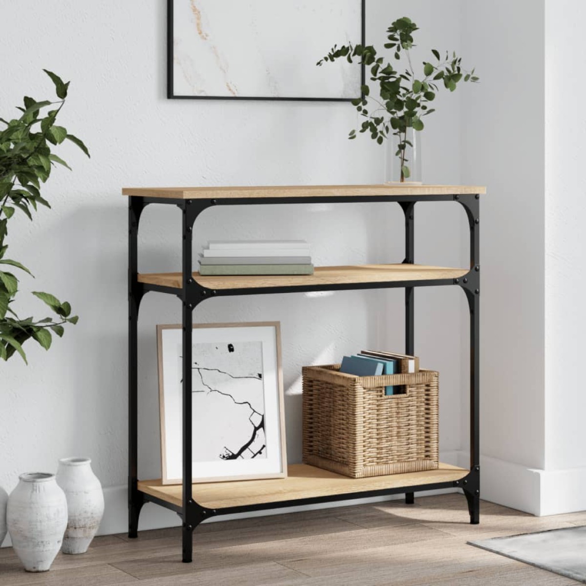 vidaXL Τραπέζι Κονσόλα Sonoma Δρυς 75x29x75 εκ. Επεξεργασμένο Ξύλο