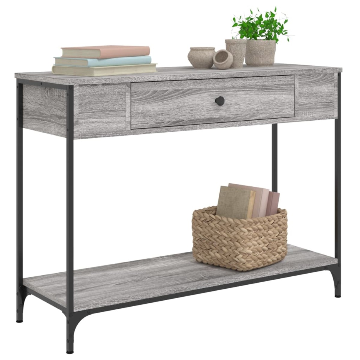 vidaXL Τραπέζι Κονσόλα Γκρι Sonoma 100x34,5x75 εκ. Επεξεργασμένο Ξύλο