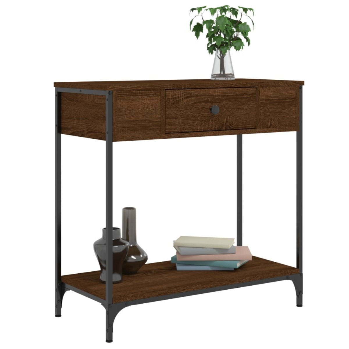 vidaXL Τραπέζι Κονσόλα Καφέ Δρυς 75x34,5x75 εκ. Επεξεργασμένο Ξύλο