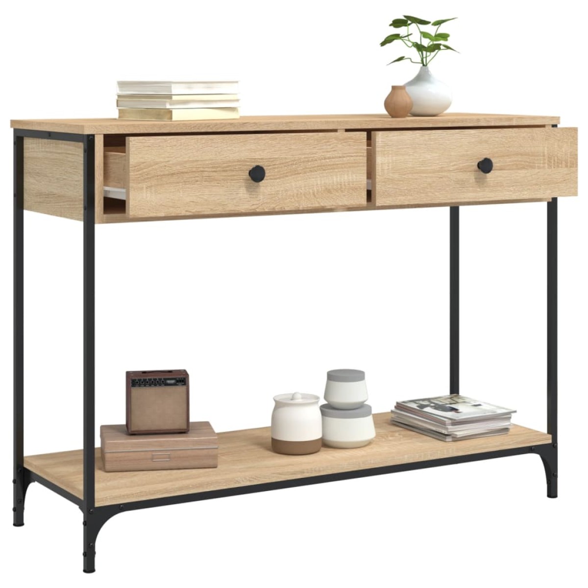 vidaXL Τραπέζι Κονσόλα Sonoma Δρυς 100x34,5x75 εκ. Επεξεργασμένο Ξύλο