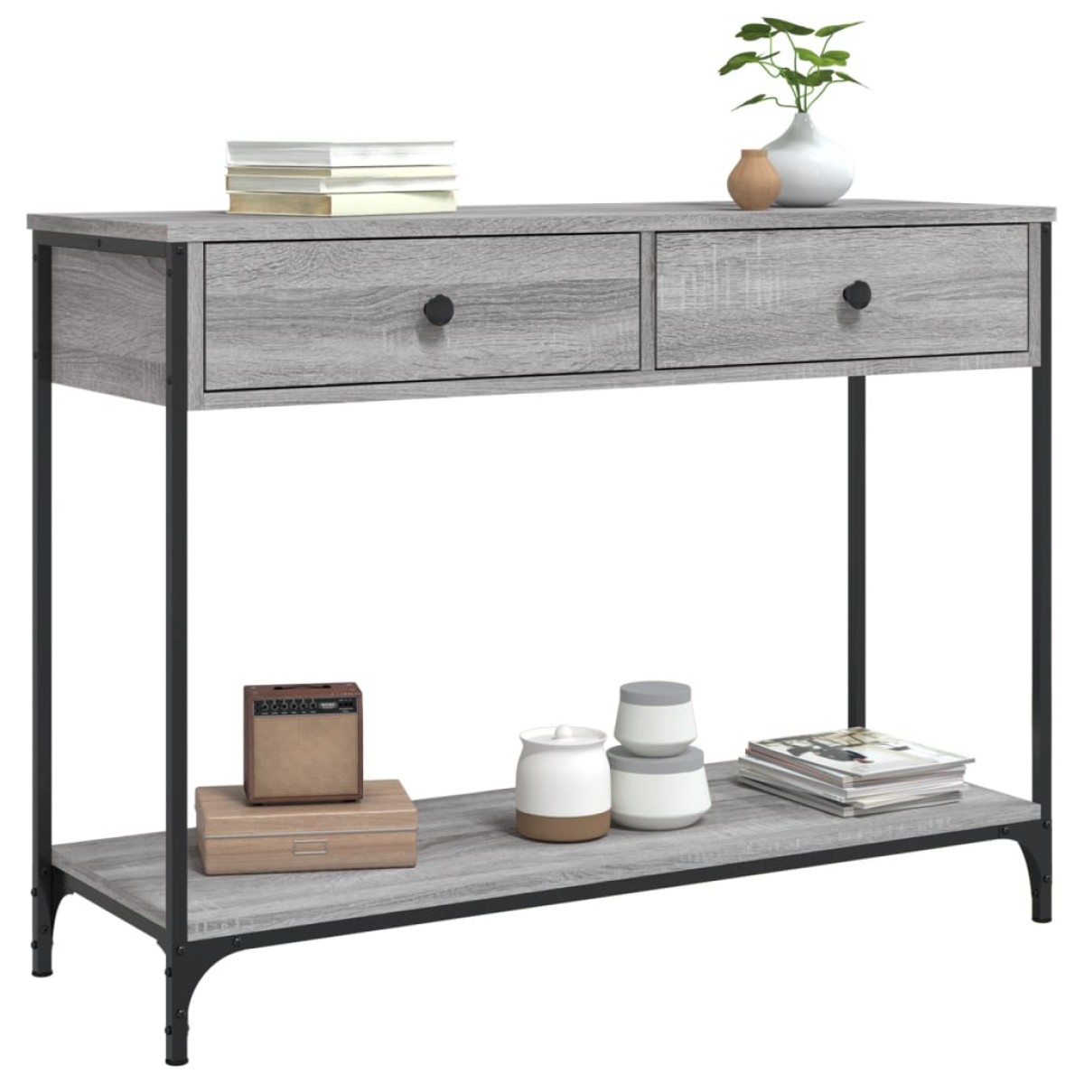 vidaXL Τραπέζι Κονσόλα Γκρι Sonoma 100x34,5x75 εκ. Επεξεργασμένο Ξύλο