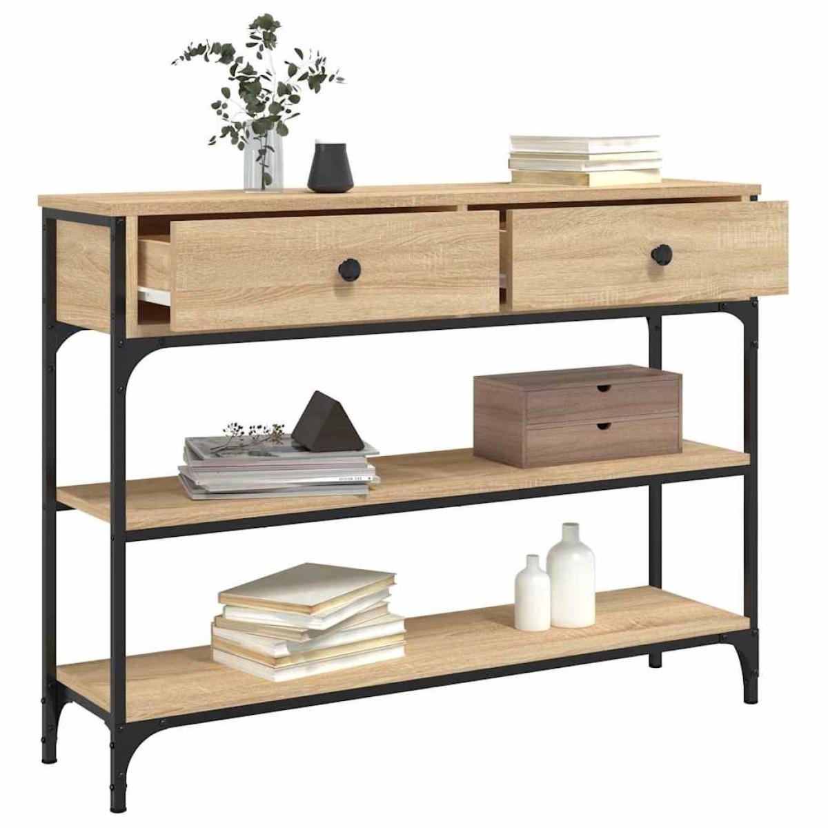 vidaXL Τραπέζι Κονσόλα Sonoma Δρυς 100x25x75 εκ. Επεξεργασμένο Ξύλο